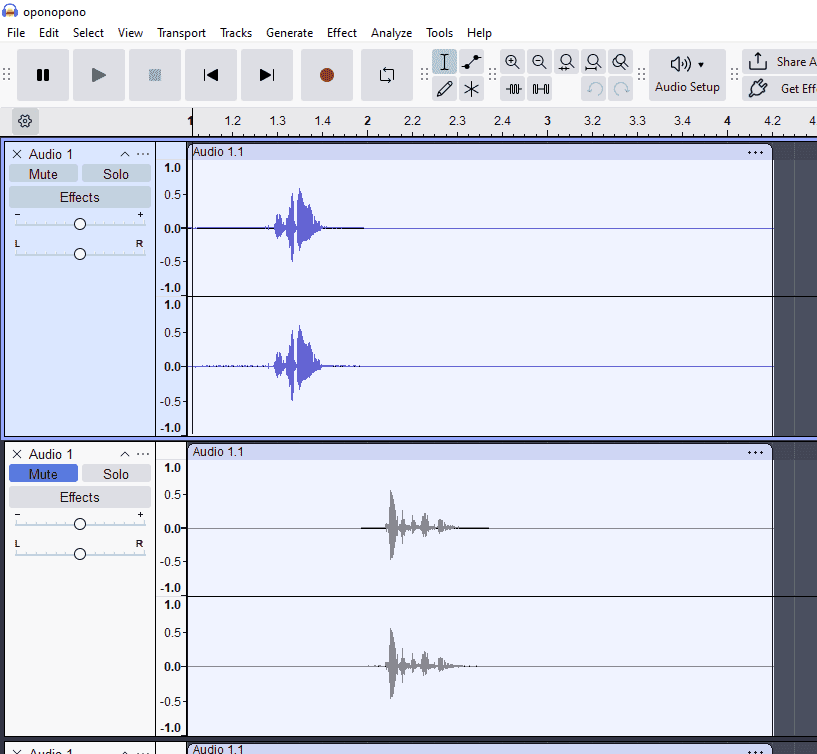 Separating the audio into 4 channels